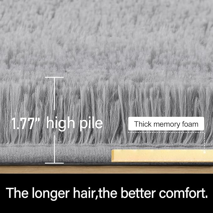 Fluffy Shaggy Area Rugs for Bedroom Bedside | Egoodhome™