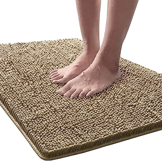 Washable Non Slip Shower Soft Plush Chenille Absorbent Rug | Egoodhome™