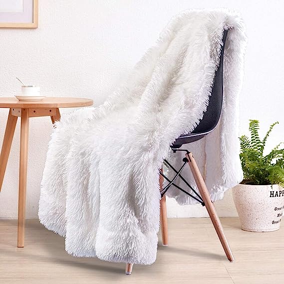 Washable Cozy Fluffy Soft Shaggy Faux Fur Blanket | Egoodhome™