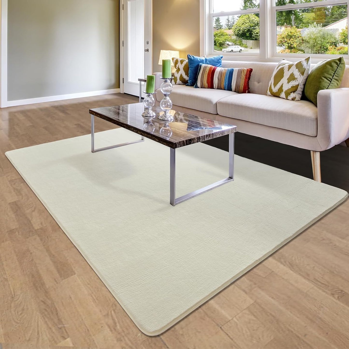 Solid-color Minimalist Washable Modern Area Rug | Egoodhome™
