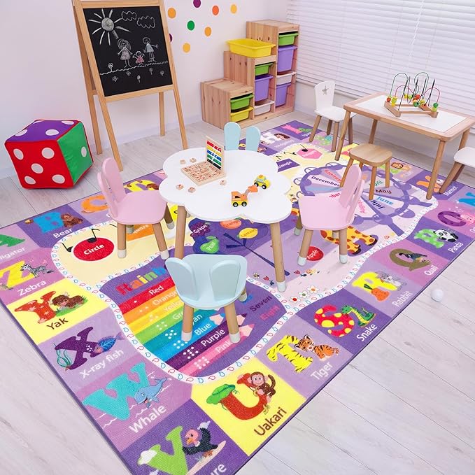 Educational and Fun Rug Carpets with ABC Alphabet Animals Shapes | Egoodhome™