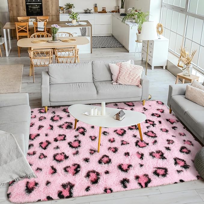 Leopard Print Non Shedding Fluffy Area Rug | Egoodhome™