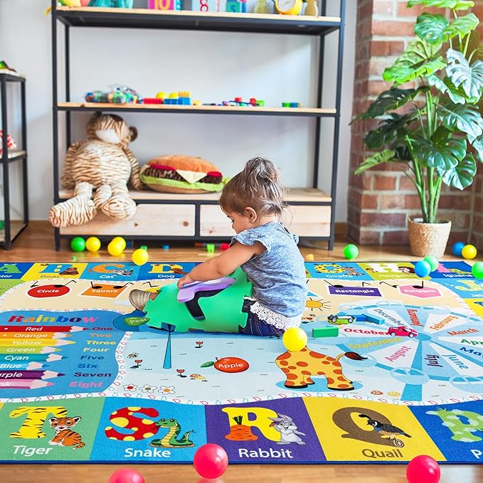 Large Playroom Rug Daycare Kids Rug, Educational and Fun Nursery Rug | Egoodhome™