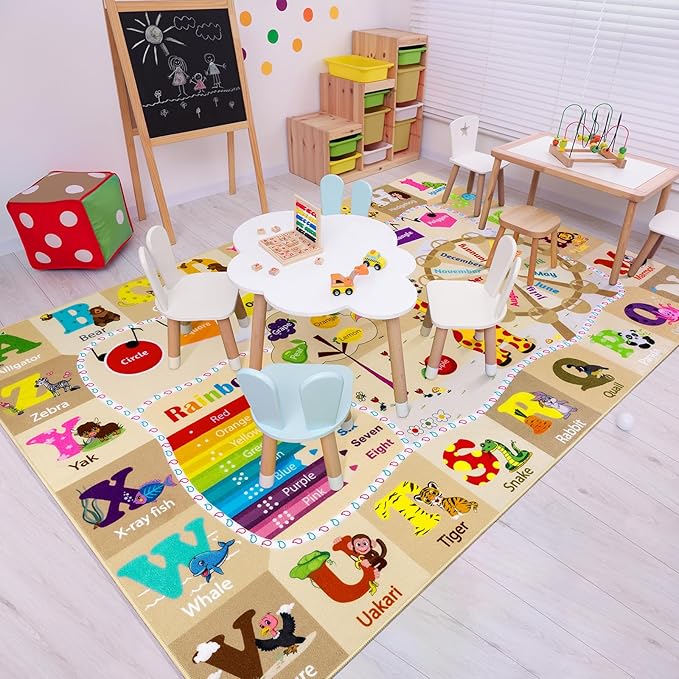 Large Playroom Rug Daycare Kids Rug, Educational and Fun Nursery Rug | Egoodhome™