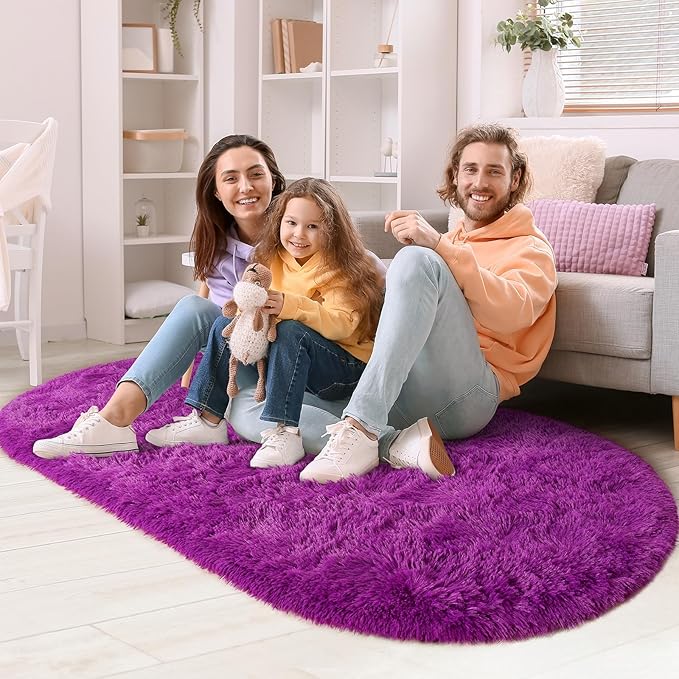 Fluffy Shaggy Area Rugs for Bedroom Bedside | Egoodhome™