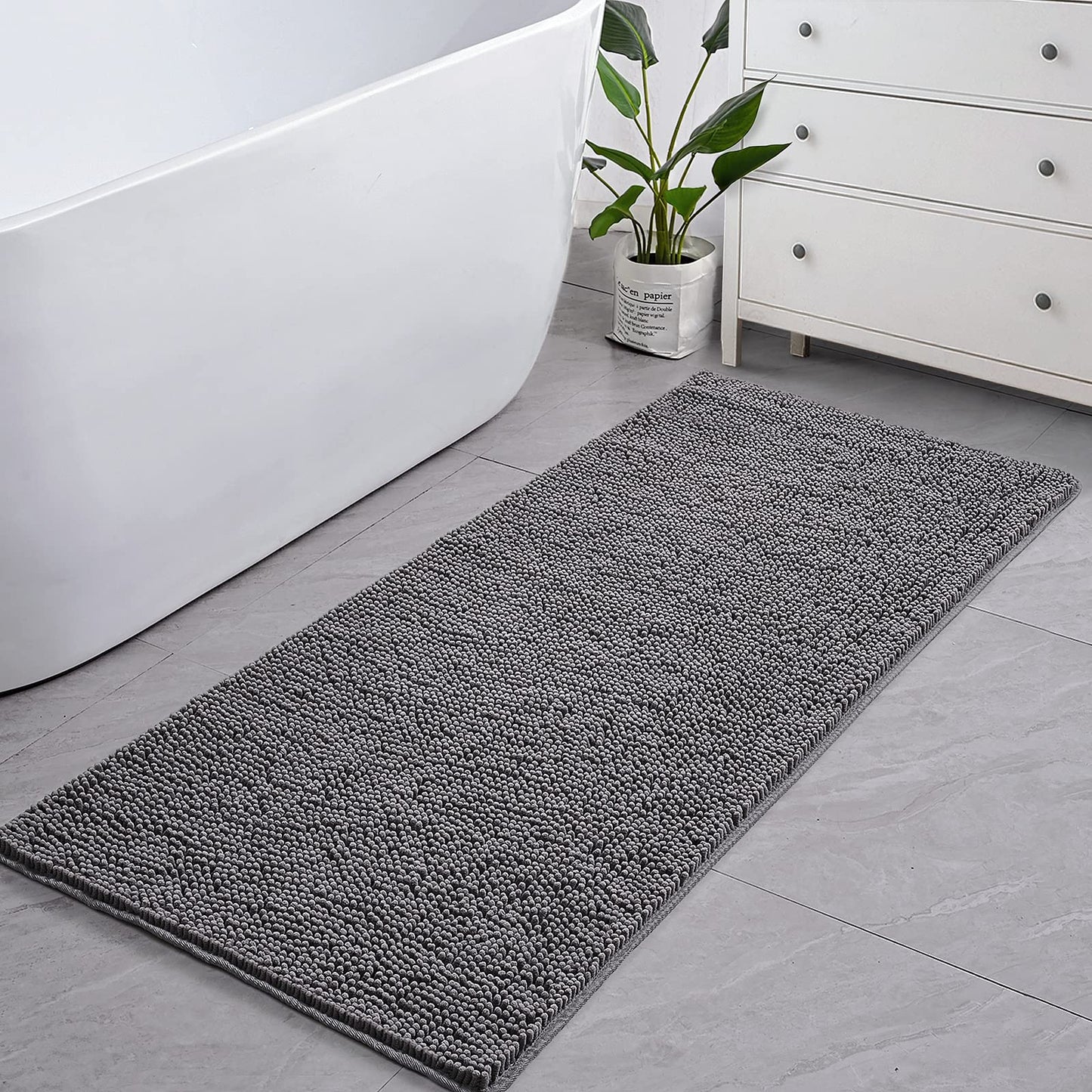 Washable Non Slip Shower Soft Plush Chenille Absorbent Rug | Egoodhome™