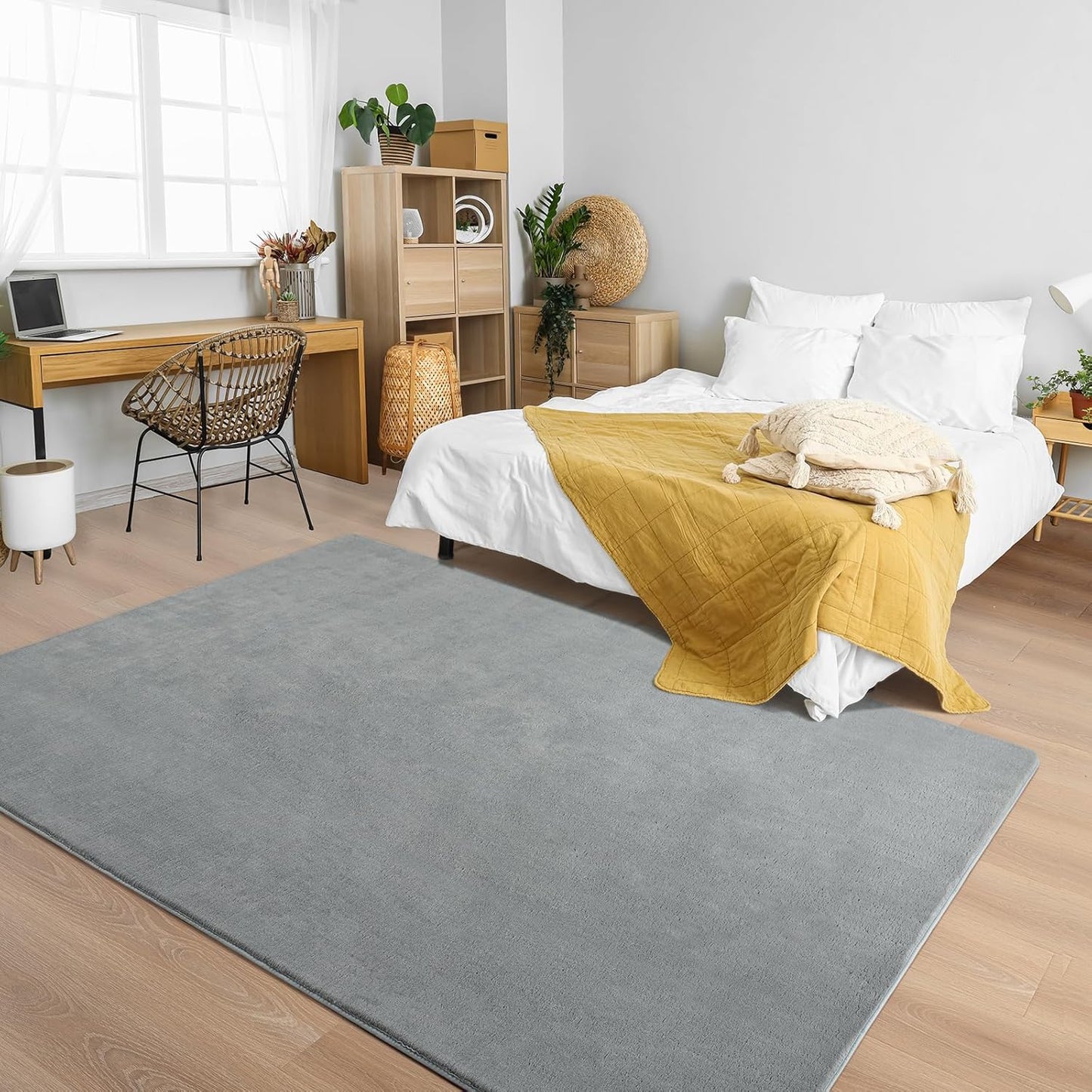 Solid-color Minimalist Washable Modern Area Rug | Egoodhome™