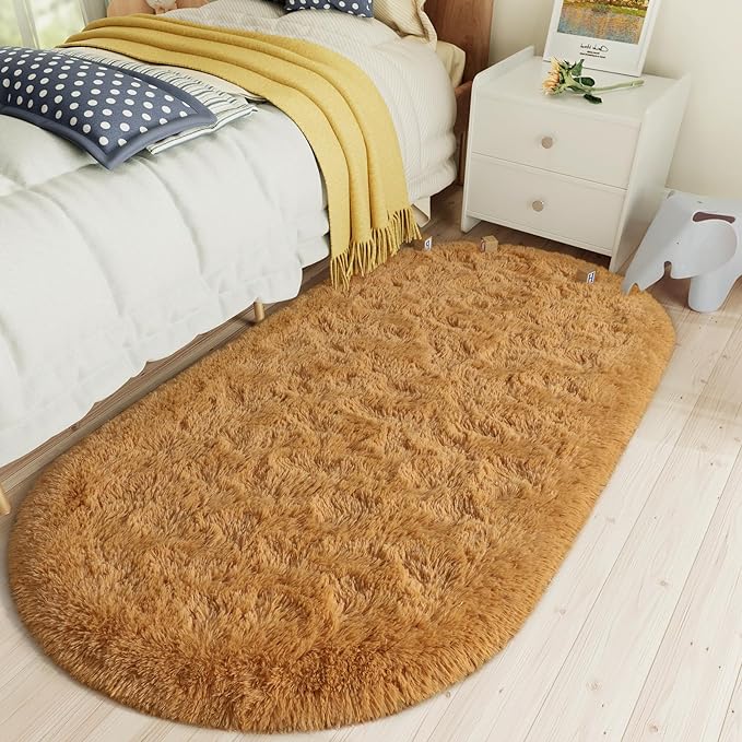 Fluffy Shaggy Area Rugs for Bedroom Bedside | Egoodhome™