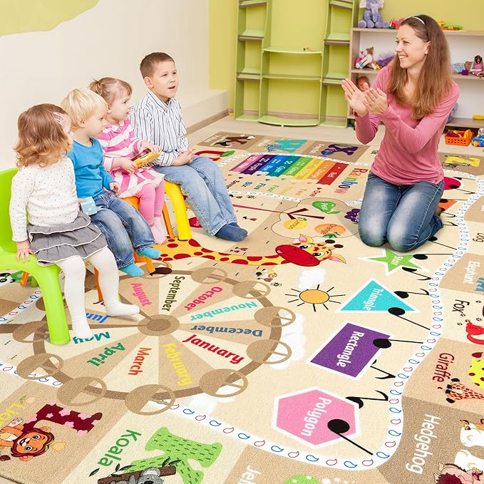 Large Playroom Rug Daycare Kids Rug, Educational and Fun Nursery Rug | Egoodhome™