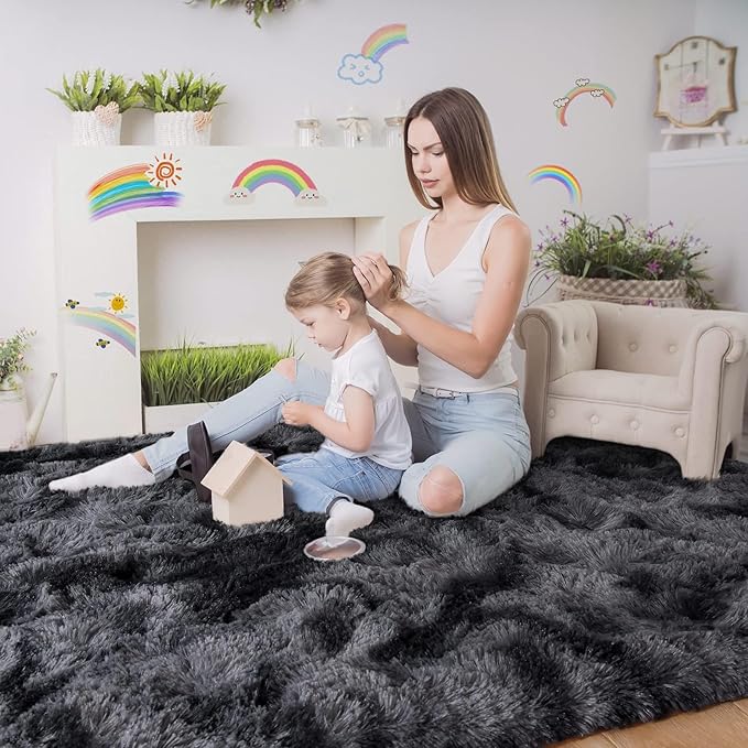 Luxury Fluffy Rainbow Colorful Area Rug | Egoodhome™