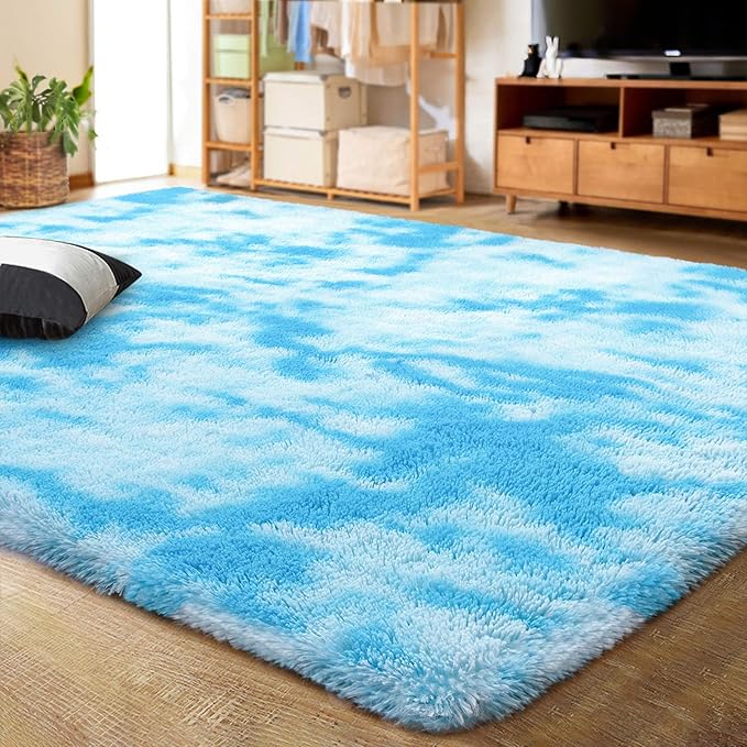 Luxury Fluffy Rainbow Colorful Area Rug | Egoodhome™