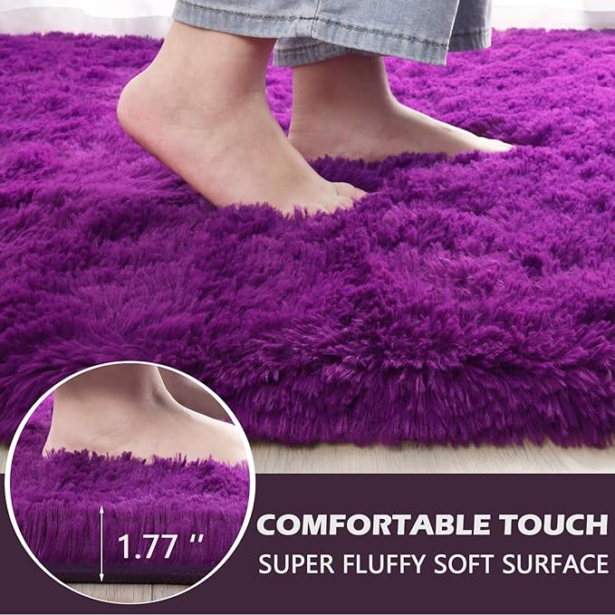 Fluffy Shaggy Area Rugs for Bedroom Bedside | Egoodhome™