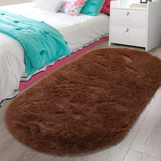 Fluffy Shaggy Area Rugs for Bedroom Bedside | Egoodhome™