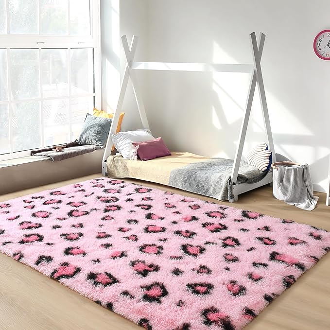 Leopard Print Non Shedding Fluffy Area Rug | Egoodhome™