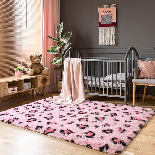 Leopard Print Non Shedding Fluffy Area Rug | Egoodhome™