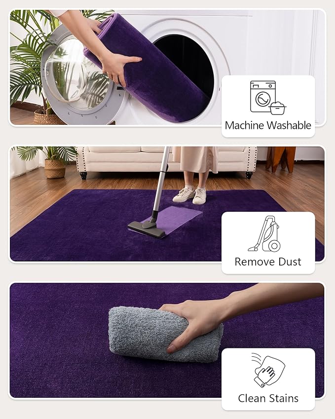 Solid-color Minimalist Washable Modern Area Rug | Egoodhome™