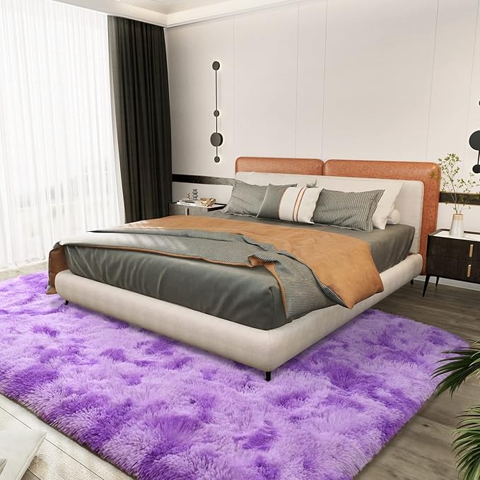 Luxury Fluffy Rainbow Colorful Area Rug | Egoodhome™