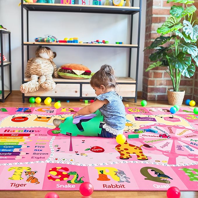Educational and Fun Rug Carpets with ABC Alphabet Animals Shapes | Egoodhome™