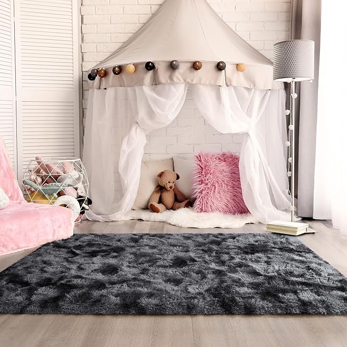 Luxury Fluffy Rainbow Colorful Area Rug | Egoodhome™