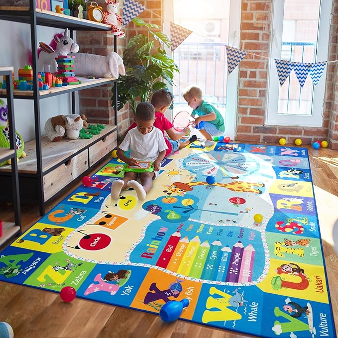 Large Playroom Rug Daycare Kids Rug, Educational and Fun Nursery Rug | Egoodhome™