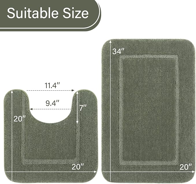 Soft Bath Rug Set 2 Piece Set, U-Shaped Bathroom Rugs | Egoodhome™