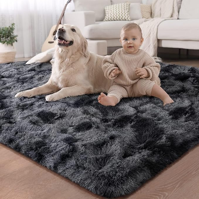 Luxury Fluffy Rainbow Colorful Area Rug | Egoodhome™