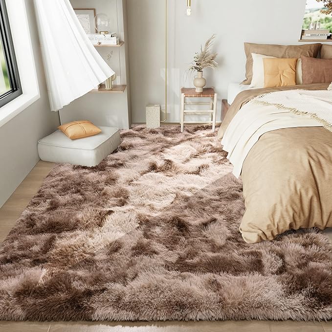 Luxury Fluffy Rainbow Colorful Area Rug | Egoodhome™