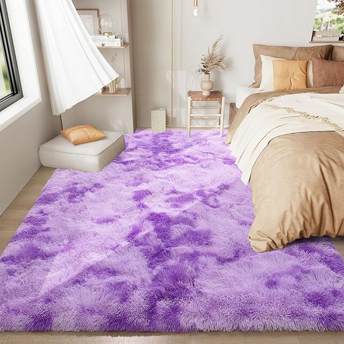 Luxury Fluffy Rainbow Colorful Area Rug | Egoodhome™
