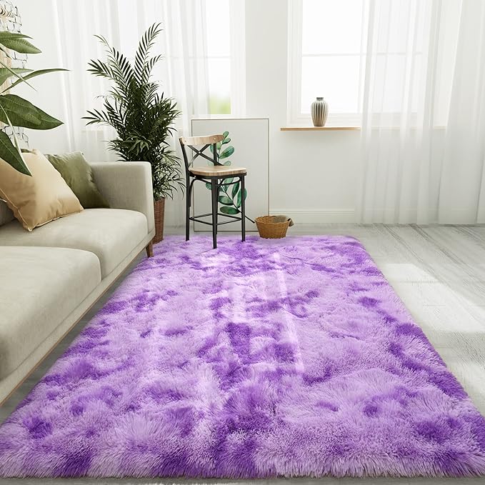 Luxury Fluffy Rainbow Colorful Area Rug | Egoodhome™