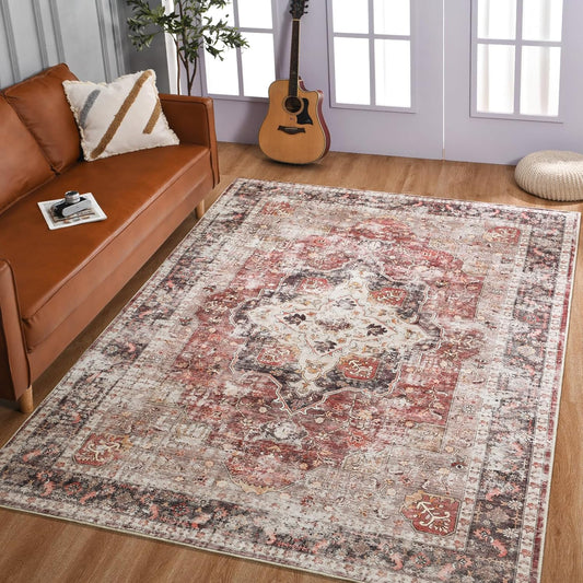 Vintage Floral Print Nonslip Thin Foldable Washable Area Rug | Musicwaker™