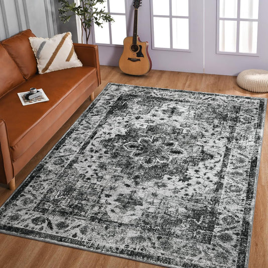 Vintage Floral Print Nonslip Thin Foldable Washable Rug | Musicwaker™