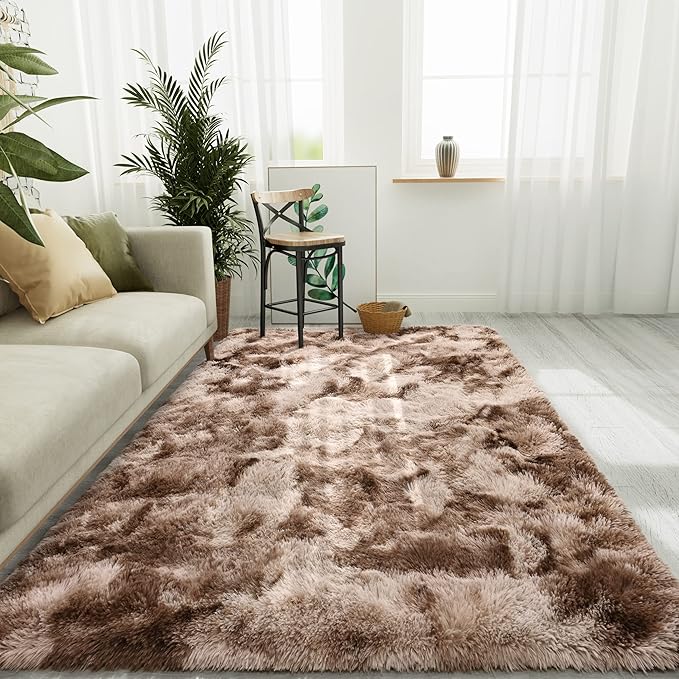 Luxury Fluffy Rainbow Colorful Area Rug | Egoodhome™