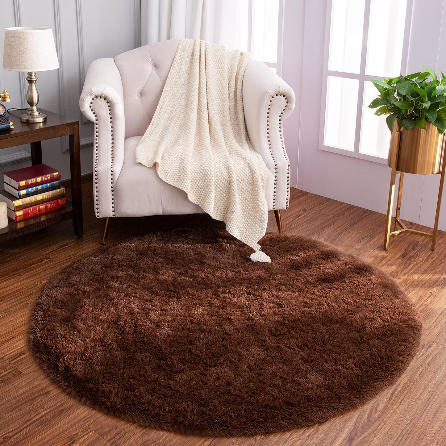 Luxury Round Fluffy Area Rugs 4x4 Feet Super Soft Circle Rug | Egoodhome™