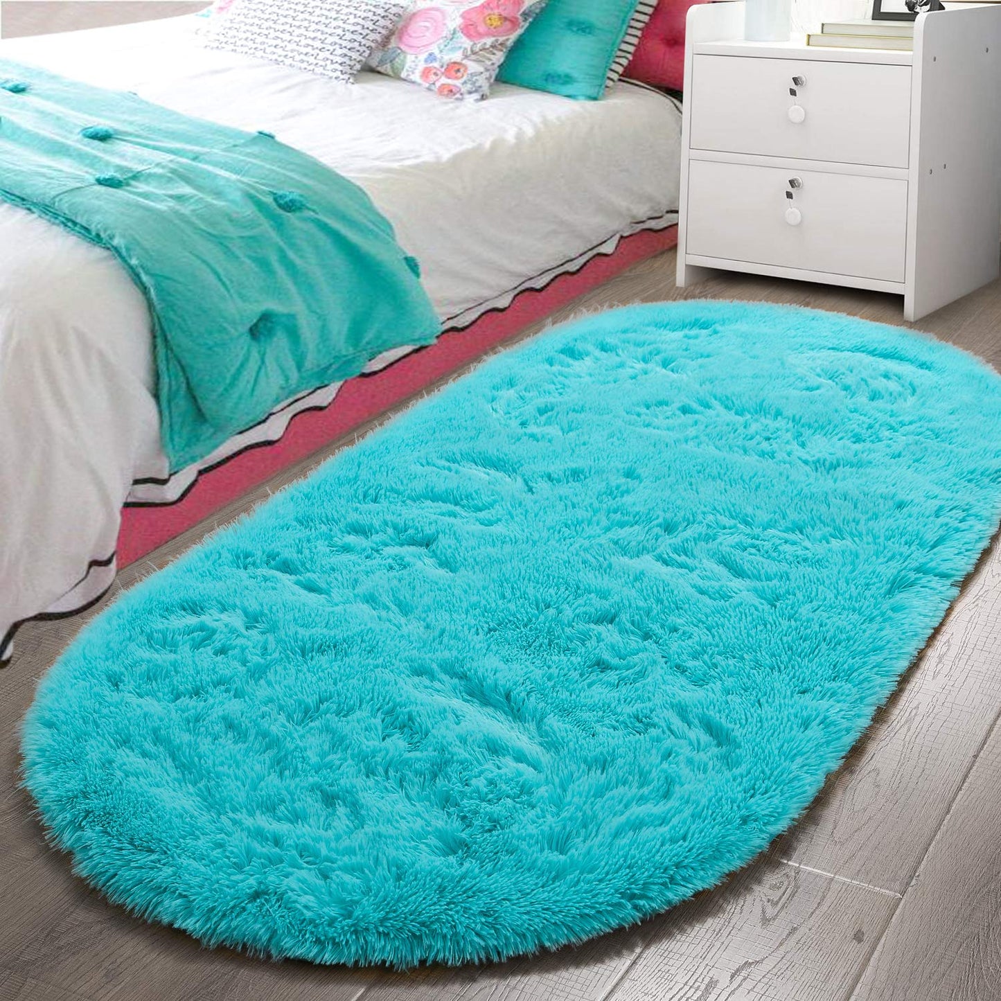 Fluffy Carpet Soft Bedroom Rug Elliptic Modern Shaggy Area Rugs | Egoodhome™