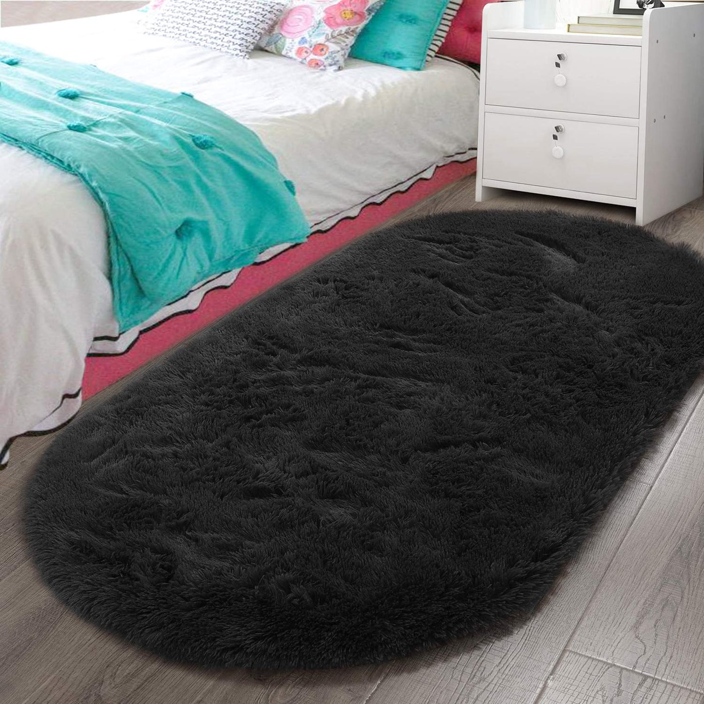 Fluffy Carpet Soft Bedroom Rug Elliptic Modern Shaggy Area Rugs | Egoodhome™
