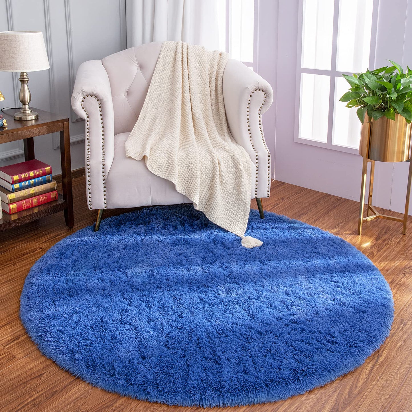 Luxury Round Fluffy Area Rugs 4x4 Feet Super Soft Circle Rug | Egoodhome™