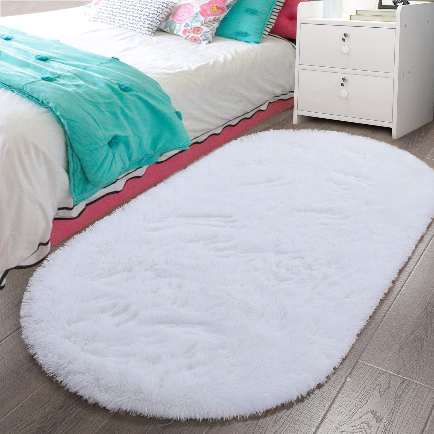Fluffy Carpet Soft Bedroom Rug Elliptic Modern Shaggy Area Rugs | Egoodhome™