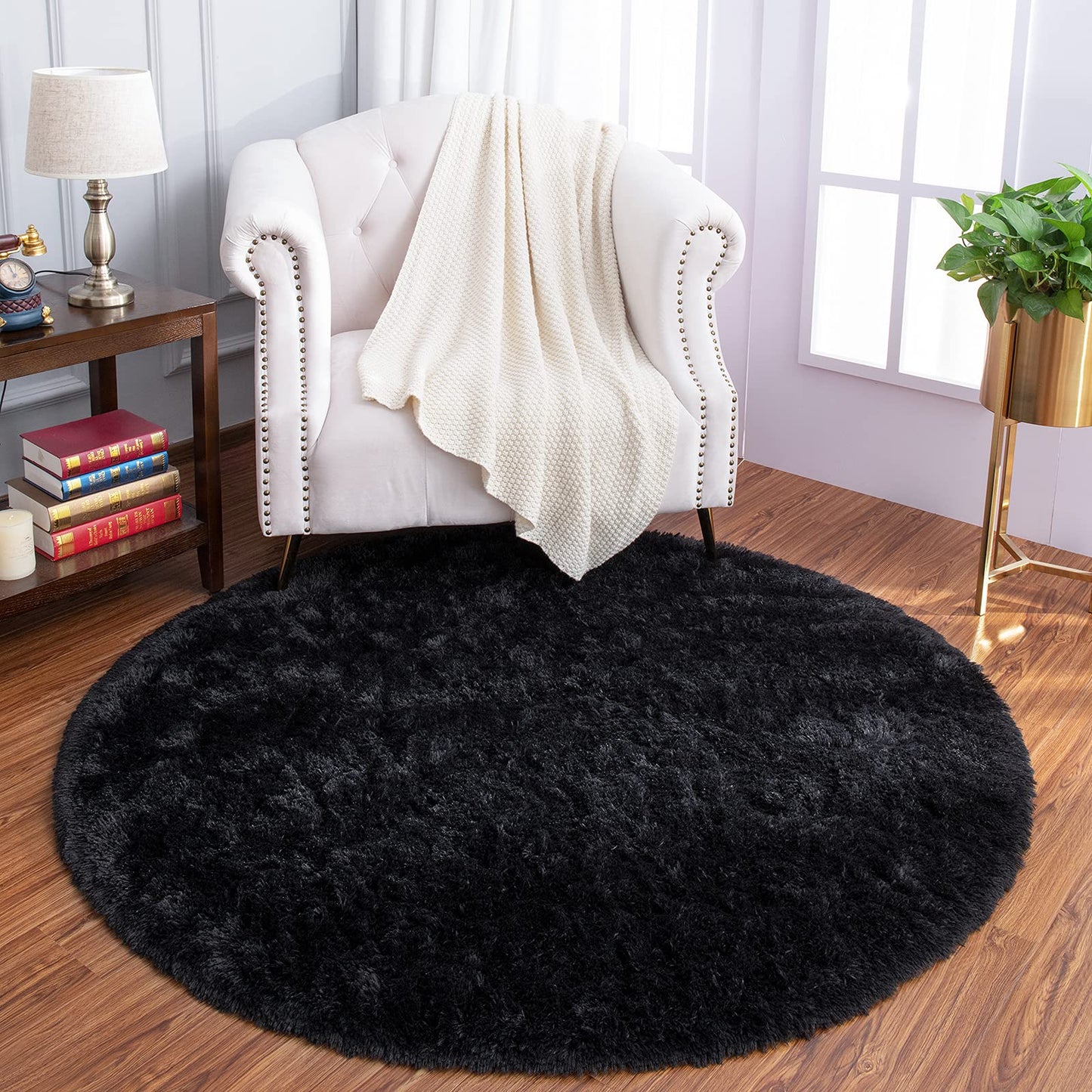 Luxury Round Fluffy Area Rugs 4x4 Feet Super Soft Circle Rug | Egoodhome™