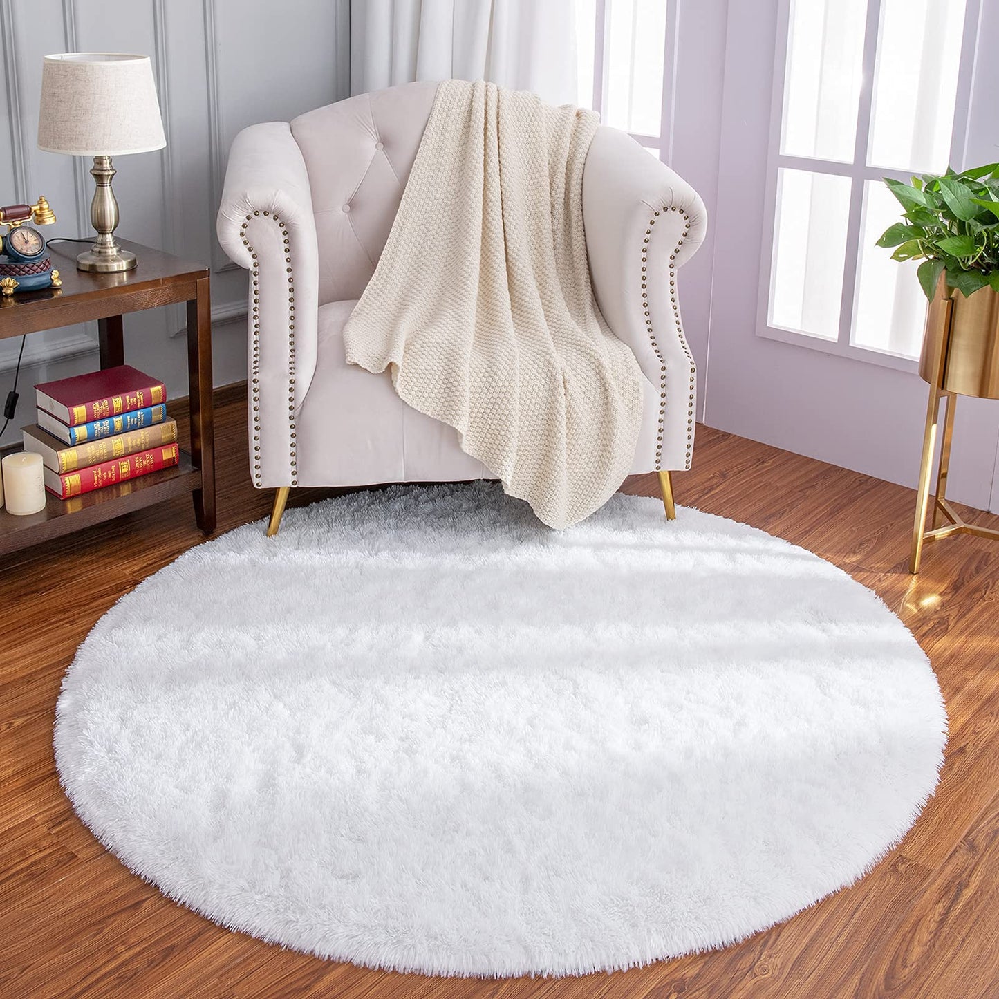 Luxury Round Fluffy Area Rugs 4x4 Feet Super Soft Circle Rug | Egoodhome™