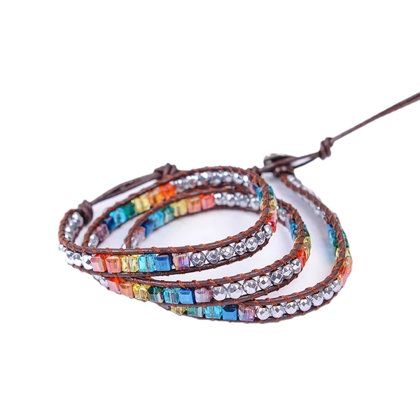 Chakra Jewels Handmade Leather Wrap Bracelet