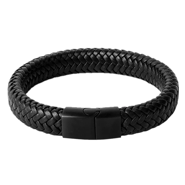 Black Braided Punk Men's Leather Bracelet