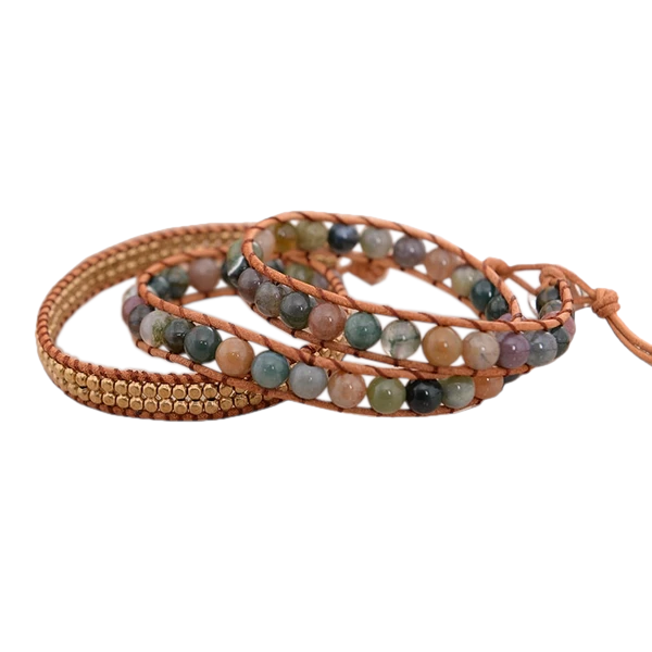 Brown Triple Leather Wrap Bracelet