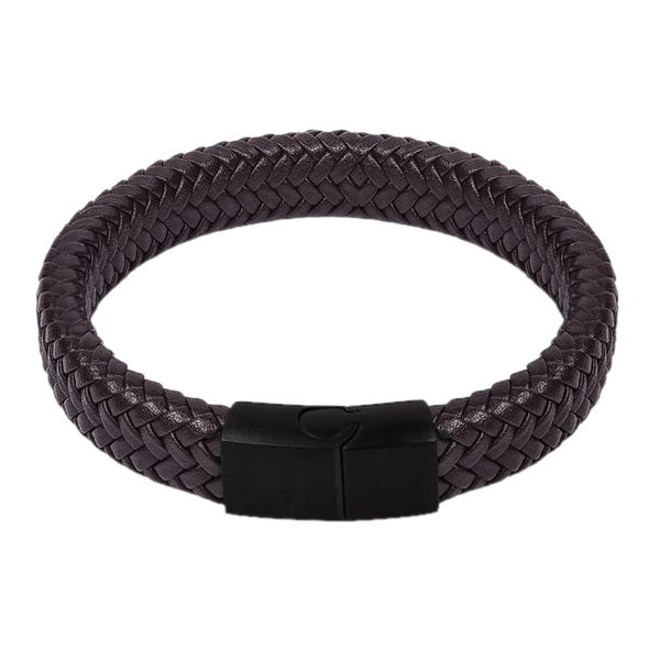 Black Braided Punk Men's Leather Bracelet