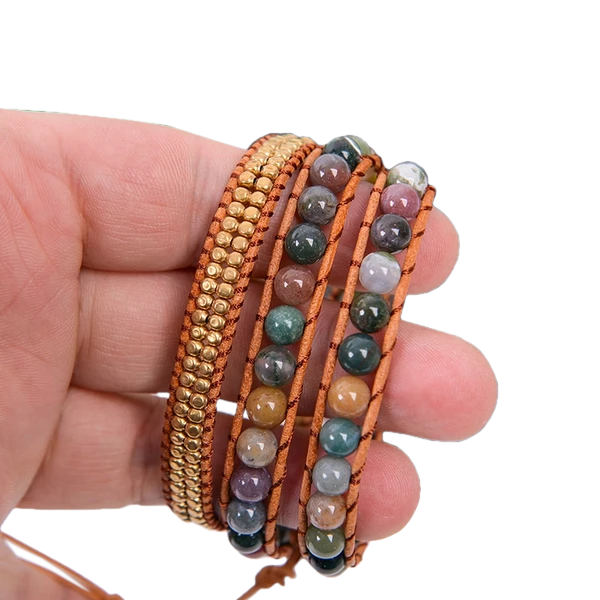 Brown Triple Leather Wrap Bracelet