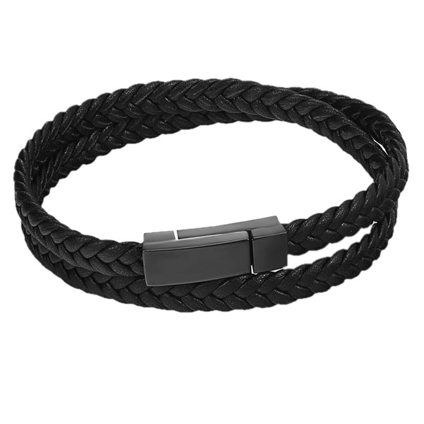 Black Leather Wrap Bracelet