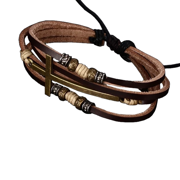 Genuine Real Leather - Cross Bracelets