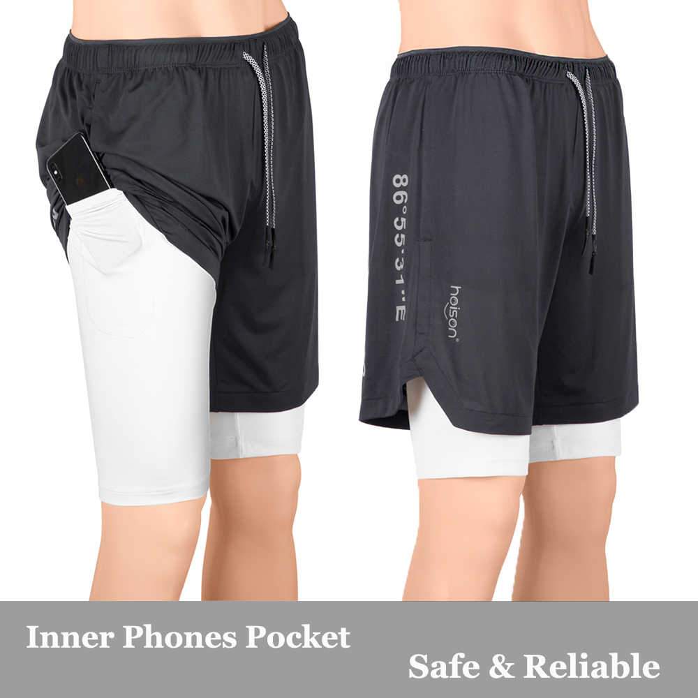 Hoison Sports EVEREST 2020 Men's Running Shorts Quick Dry Lightweight Zipper Pocket Short Pants for Athletic Gym Workout (2-in-1 Liner Designed)