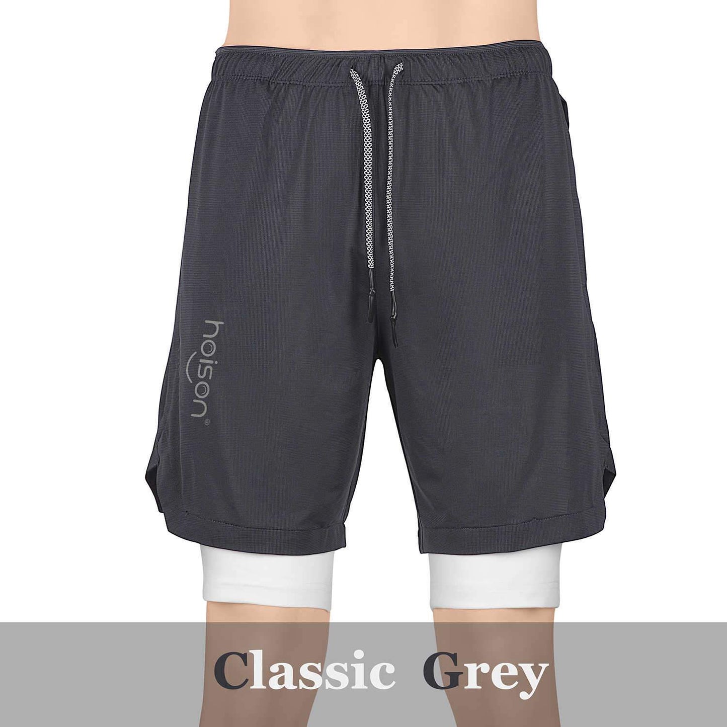 Hoison Sports EVEREST 2020 Men's Running Shorts Quick Dry Lightweight Zipper Pocket Short Pants for Athletic Gym Workout (2-in-1 Liner Designed)