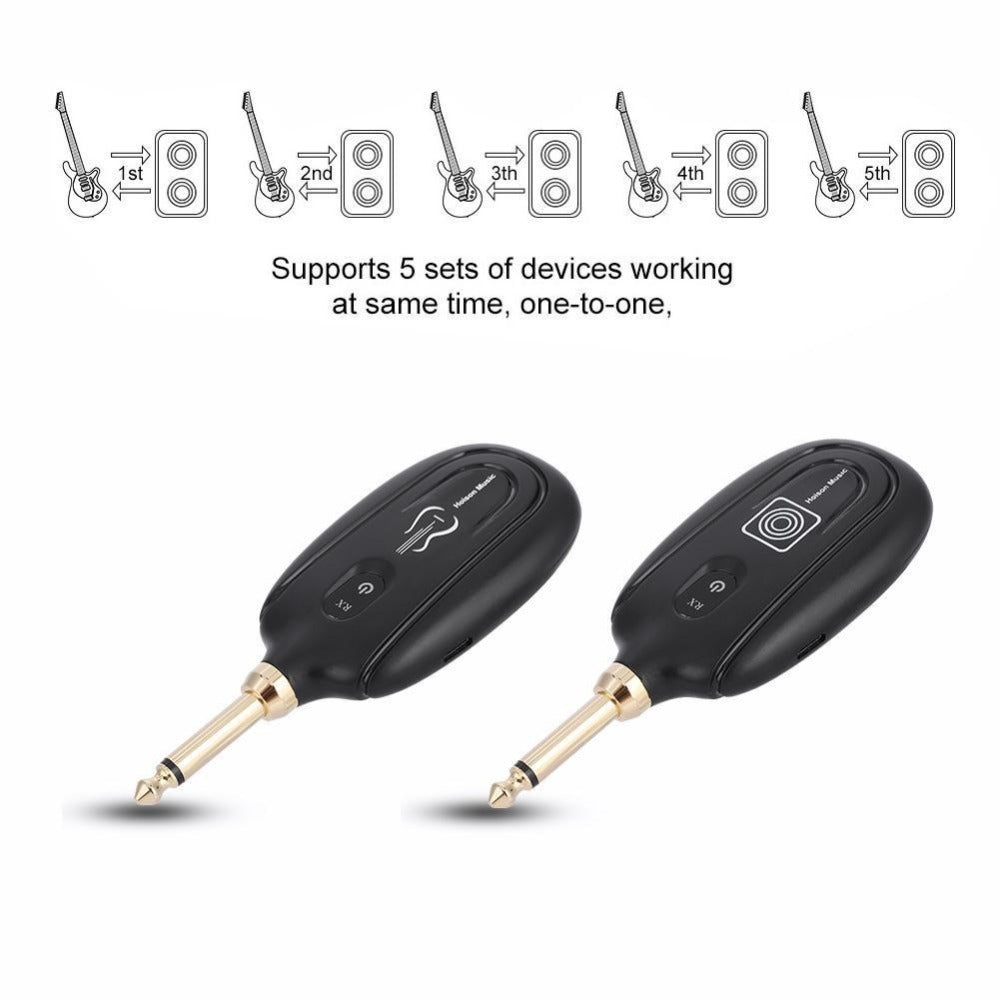 Hoison M7 Wireless Guitar System Built-in Rechargeable Lithium Battery Digital Transmitter Receiver for Electric Guitar Bass (5 Channels)