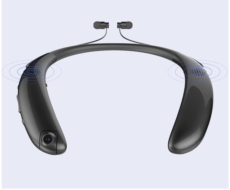 Wireless Bluetooth Stereo Earphone Neck-hanging Headphone  with external speaker